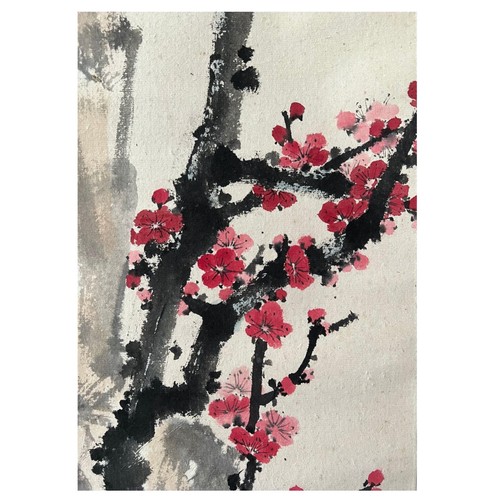 58 - Plum blossom with crimson petals - Chinese ink and watercolour on paper scroll. Attributed to Jiang
... 