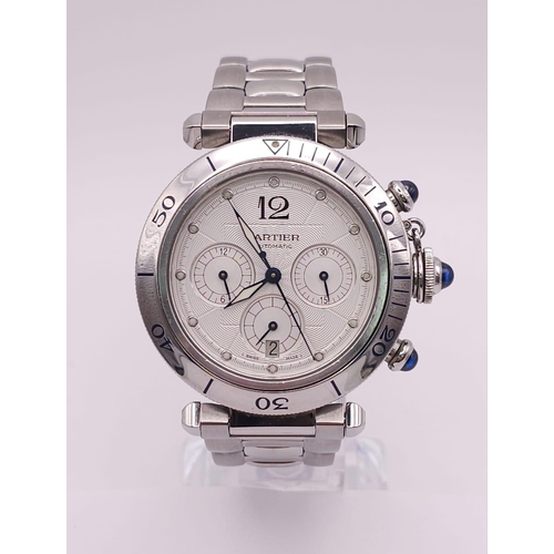 150 - A Cartier de Pasha Automatic Gents Watch. Stainless steel strap and case - 38mm. Automatic movement ... 