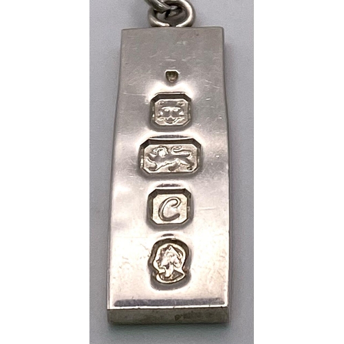 464 - A 1977 Jubilee Hallmarked Silver Ingot Pendant Necklace. 46cm Length Sterling Silver Chain. Pendant ... 