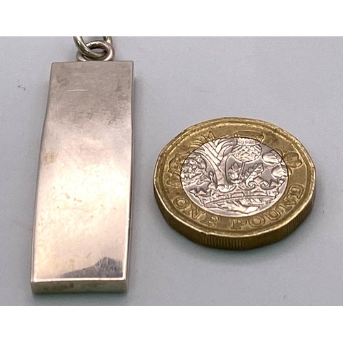 464 - A 1977 Jubilee Hallmarked Silver Ingot Pendant Necklace. 46cm Length Sterling Silver Chain. Pendant ... 