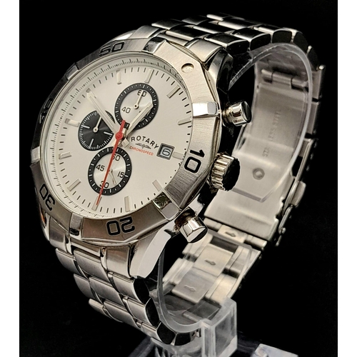 698 - A Very Good Condition Men’s Rotary Stainless Steel Quartz Chronograph Watch, 46mm Including Crown. N... 