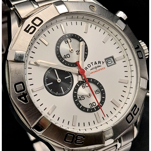 698 - A Very Good Condition Men’s Rotary Stainless Steel Quartz Chronograph Watch, 46mm Including Crown. N... 