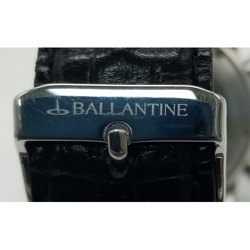 712 - An Excellent Condition Ballantine Men’s Automatic 22 Jewel Chronograph Watch. Black Leather Strap. 4... 