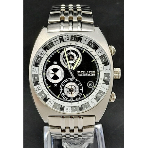 761 - A Very Good Condition Men’s Stainless-Steel Chronograph Watch by the Designer Brand ‘Police’. New Ba... 