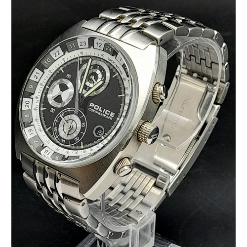 761 - A Very Good Condition Men’s Stainless-Steel Chronograph Watch by the Designer Brand ‘Police’. New Ba... 