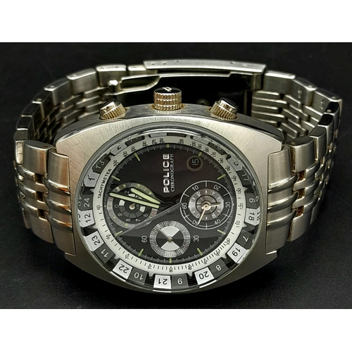 761 - A Very Good Condition Men’s Stainless-Steel Chronograph Watch by the Designer Brand ‘Police’. New Ba... 