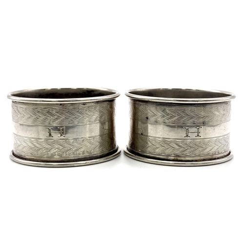 775 - An Excellent Condition Pair of Antique Hallmarked 1921/22 Silver Napkin Rings by William Hair Hasele... 