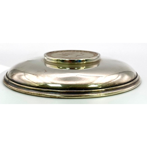 810 - A Hallmarked 1966/7 Silver ‘Churchill Crown’ Pin Tray by Roberts & Dore, London Silversmith. 
9.4cm ... 