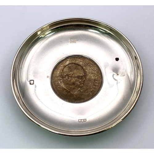 810 - A Hallmarked 1966/7 Silver ‘Churchill Crown’ Pin Tray by Roberts & Dore, London Silversmith. 
9.4cm ... 