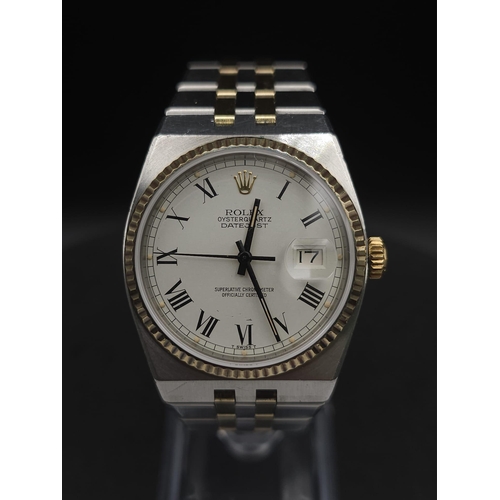 102 - A Rare Bi-Metal Rolex Oyster Quartz Datejust Gents Watch. Gold and stainless steel bracelet and case... 