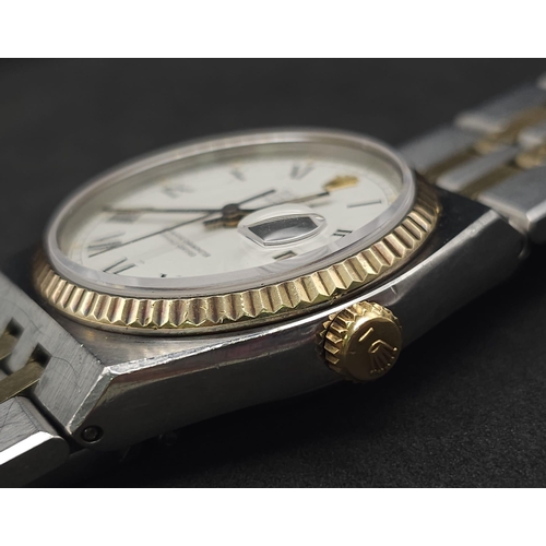 102 - A Rare Bi-Metal Rolex Oyster Quartz Datejust Gents Watch. Gold and stainless steel bracelet and case... 