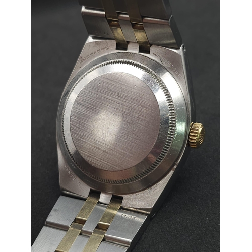 102 - A Rare Bi-Metal Rolex Oyster Quartz Datejust Gents Watch. Gold and stainless steel bracelet and case... 