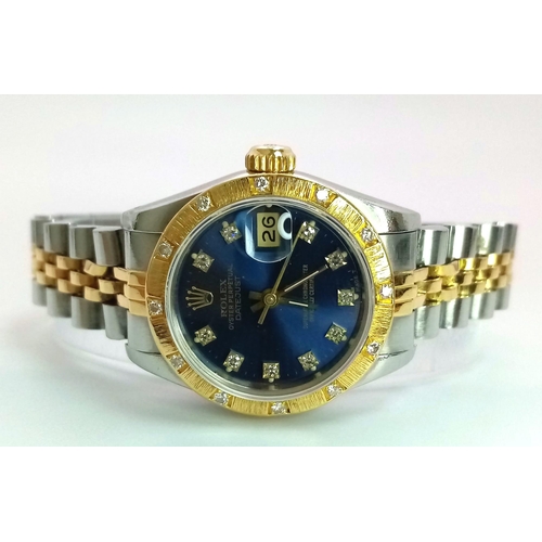 262 - A Rolex Oyster Perpetual Datejust Bi-Metal Ladies Watch. Gold and stainless steel bracelet and case ... 