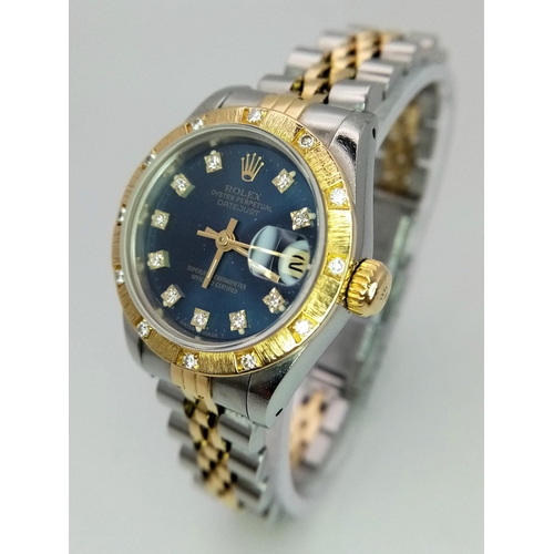 262 - A Rolex Oyster Perpetual Datejust Bi-Metal Ladies Watch. Gold and stainless steel bracelet and case ... 