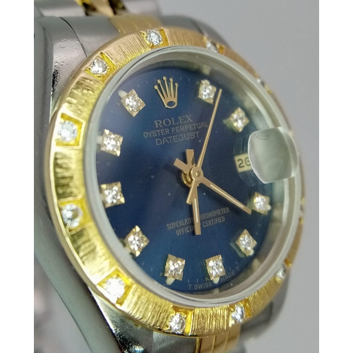 262 - A Rolex Oyster Perpetual Datejust Bi-Metal Ladies Watch. Gold and stainless steel bracelet and case ... 