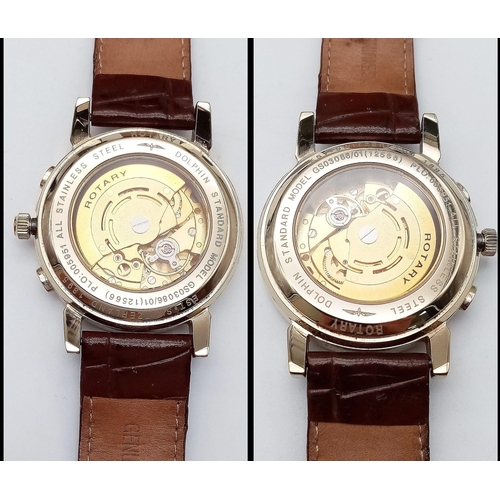 360 - An Excellent Condition Men’s Gold Tone Rotary ‘Dolphin Standard’ Automatic Watch on Brown Leather St... 