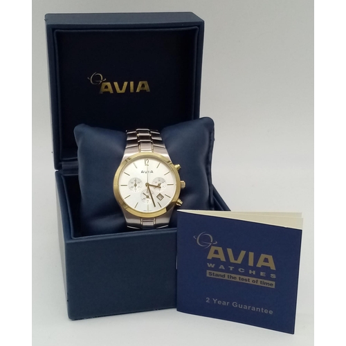 620 - A Very Good Condition Men’s Bi Metal Avia Chronograph Date Watch.
40mm Including Crown. New Battery ... 