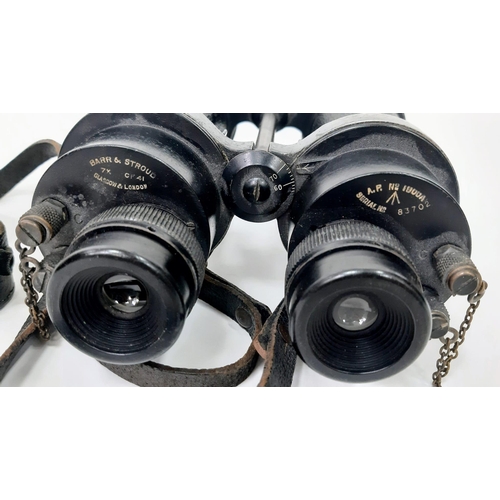 325 - Barr and Stroud WW1 RN binoculars with case. Excellent condition. Fully serviced.