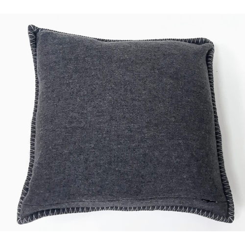 330 - Cartier Two Tone Grey Cashmere/Wool Panther Cushion in Gift Box. 45x45cm