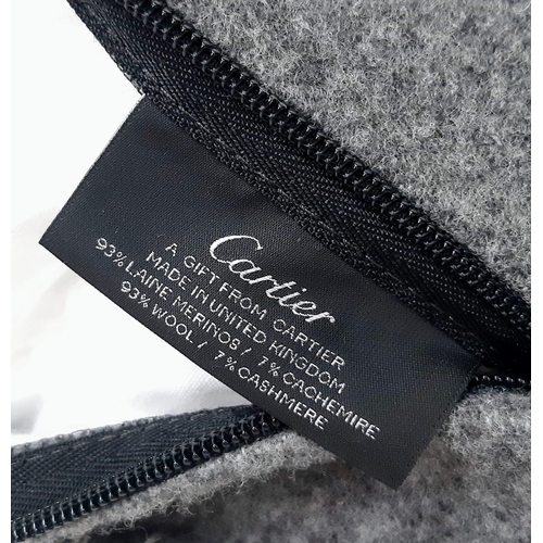 330 - Cartier Two Tone Grey Cashmere/Wool Panther Cushion in Gift Box. 45x45cm