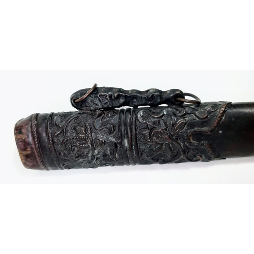 440 - A Very Rare, Ornate Period, Chinese Jian Sword with Spear Point Blade. Stone Cabochon Set Embossed B... 