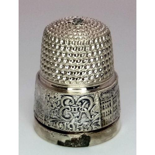 796 - A Very Rare 1953 Queen’s Coronation Silver Hallmarked Thimble by James Sherwood & Son’s, Birmingham ... 