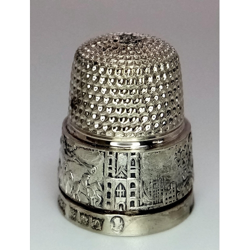 796 - A Very Rare 1953 Queen’s Coronation Silver Hallmarked Thimble by James Sherwood & Son’s, Birmingham ... 