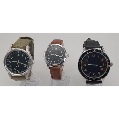 915 - A Parcel of Three Unworn Military Homage Watches 
 - 1960’s RAF Design Watch. (41mm Including Crown)... 