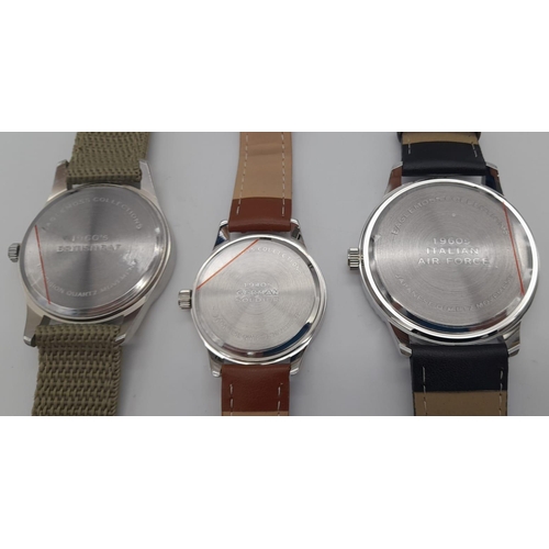 915 - A Parcel of Three Unworn Military Homage Watches 
 - 1960’s RAF Design Watch. (41mm Including Crown)... 