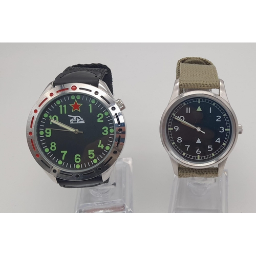 950 - Two Unworn Military Homage Watches.
 - 1960’s RAF Design Quartz Watch. 
   41mm Including Crown
 - 1... 