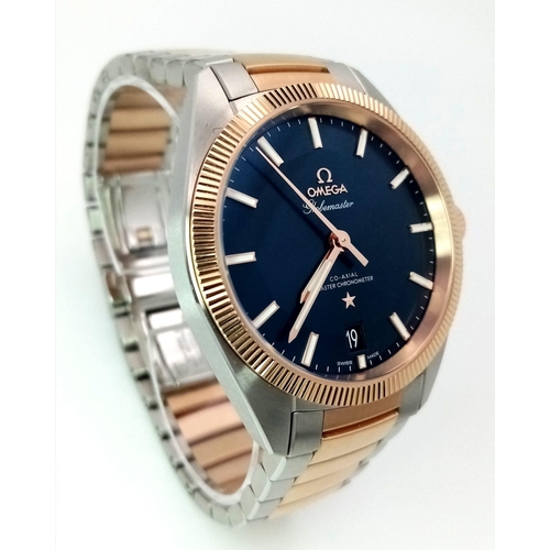 106 - A Stylish Omega Bi-Metal Constellation Globemaster Gents Watch. Omega 18k Sedna Gold Strap and Case ... 