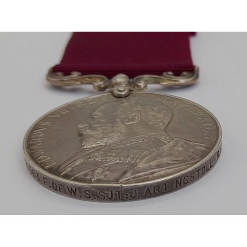 135 - Withdrawn - Army Long Service and Good Conduct Medal, Edward VII issue, named to: 21563 FofW SSjt J ... 