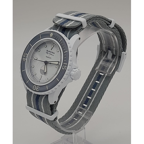 549 - A Blancpain Fifty Fathoms Antarctic Ocean Gents Watch. Striped textile strap. Ceramic case - 42mm. A... 