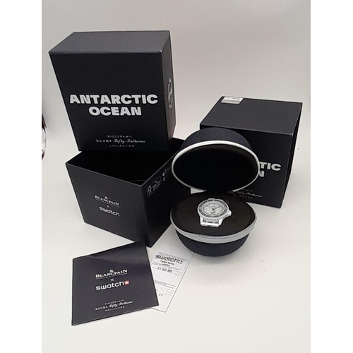 549 - A Blancpain Fifty Fathoms Antarctic Ocean Gents Watch. Striped textile strap. Ceramic case - 42mm. A... 