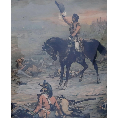 592 - A Vintage or Older Gilt Framed Painting of ‘The Last Stand of the Imperial Guards at Waterloo. 
66 x... 