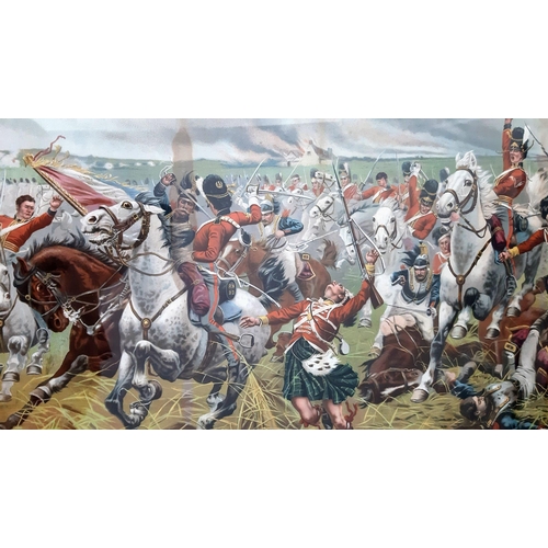 599 - A Vintage or Older Gilt Framed Coloured Print of the Scots at Waterloo. 
66 x 80cm