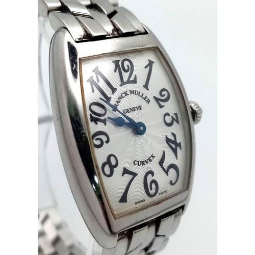 625 - A Classic Franck Muller Curvex Ladies Watch. Stainless steel bracelet and case - 26mm widest point. ... 