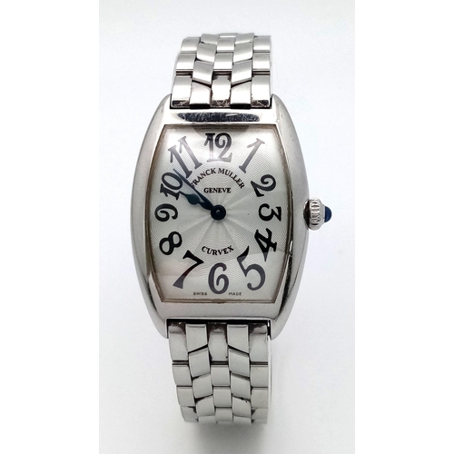 625 - A Classic Franck Muller Curvex Ladies Watch. Stainless steel bracelet and case - 26mm widest point. ... 