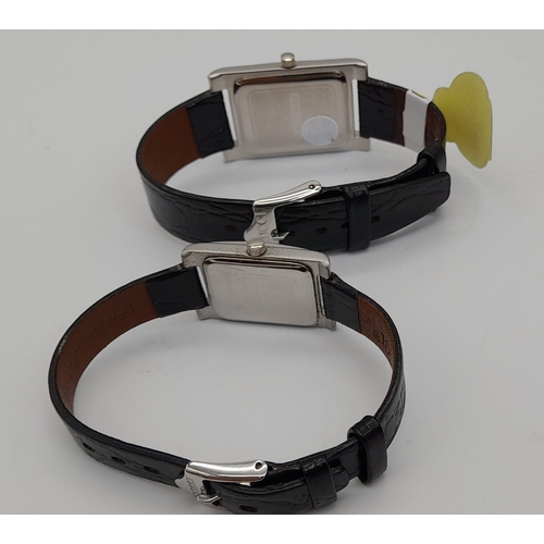 627 - A Pair of Matching Unworn ‘His and Hers’ Quartz, Tank Style, Watches by Perucchi. Come in original b... 