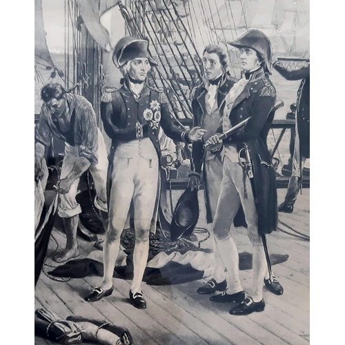 845 - An Antique, Wood Frame and Glazed, Print/Engraving of Nelson’s last Signal at Trafalgar. 
76 x 61cm.