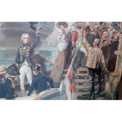 852 - A Vintage or Antique, Framed and Glazed, Colour Print of Nelson’s Farewell to his last crew when joi... 