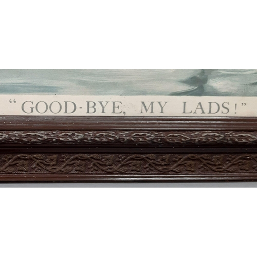 852 - A Vintage or Antique, Framed and Glazed, Colour Print of Nelson’s Farewell to his last crew when joi... 