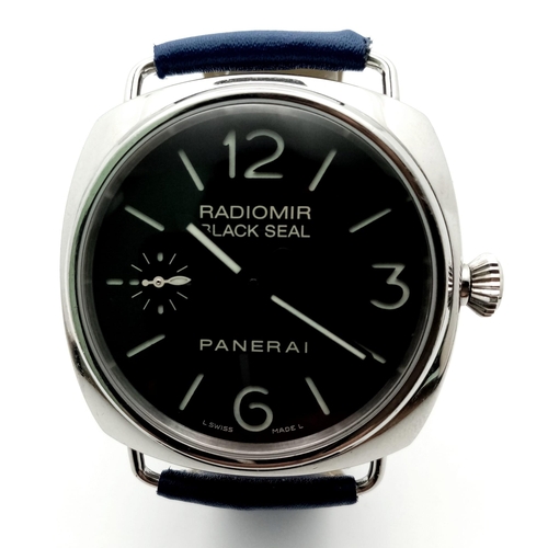 319 - A Panerai Radiomir Black Seal Gents Watch. Blue leather strap. Stainless steel case - 46mm. Black di... 