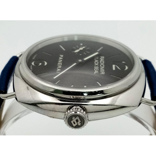 319 - A Panerai Radiomir Black Seal Gents Watch. Blue leather strap. Stainless steel case - 46mm. Black di... 