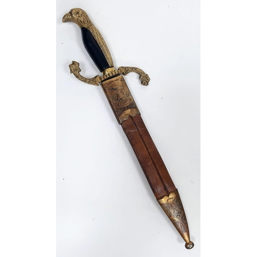 684 - A Vintage, Exquisitely Detailed, Heavy Gilt Eagle & Dragon Head Handle Presentation Knife. 
In Detai... 