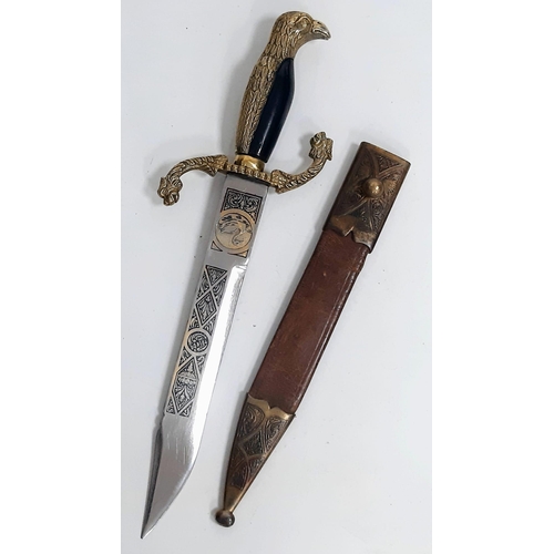 684 - A Vintage, Exquisitely Detailed, Heavy Gilt Eagle & Dragon Head Handle Presentation Knife. 
In Detai... 