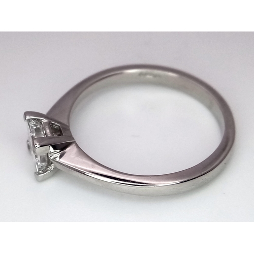 277 - A SQUARE DIAMOND SOLITAIRE RING SET IN PLATINUM , WITH TOP QUALITY DIAMOND .   4.1gms   size N   070... 