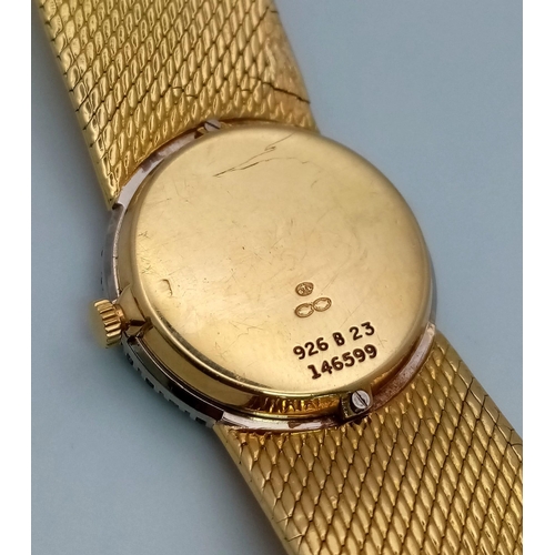 31 - Vintage Ladies Piaget 18ct yellow gold watch, with a lapis lazuli dial (22mm) accented with a beauti... 