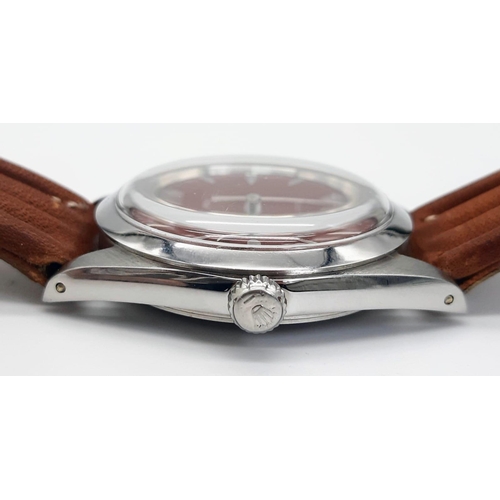 597 - A Tudor Oyster-Prince Rotor Self-Winding Gents Watch. Brown leather strap. Stainless steel case - 35... 