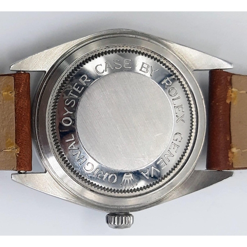 597 - A Tudor Oyster-Prince Rotor Self-Winding Gents Watch. Brown leather strap. Stainless steel case - 35... 